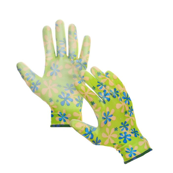 фото Перчатки нейлоновые, с нитриловым полуобливом, размер 10, цвет микс greengo