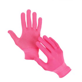 Перчатки, х/б, с нейлоновой нитью, с ПВХ точками, размер 9, розовые, «Точка», Greengo