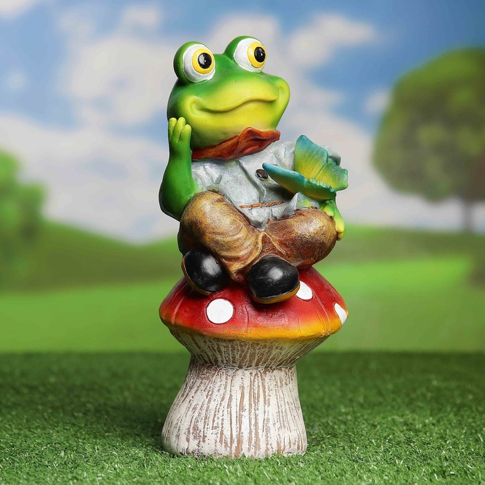 Садовая фигура "Лягушонок на мухоморе"