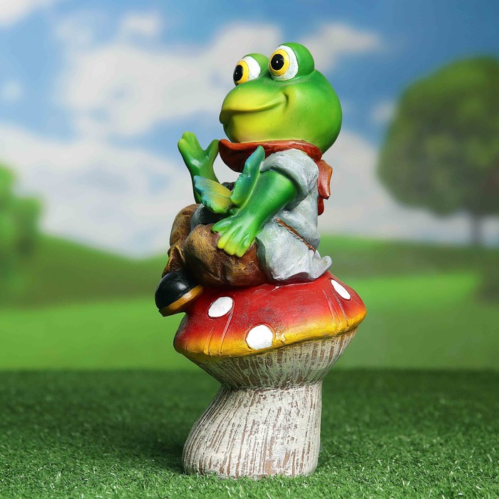Садовая фигура "Лягушонок на мухоморе"