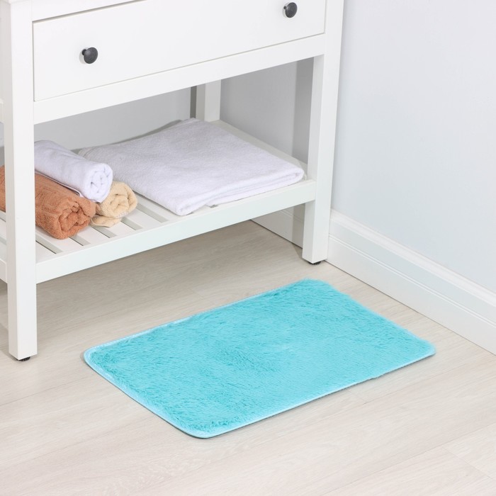 Коврик для ванной «Пушистик», 40 × 60 см, прямоугольный, цвет лазурный
