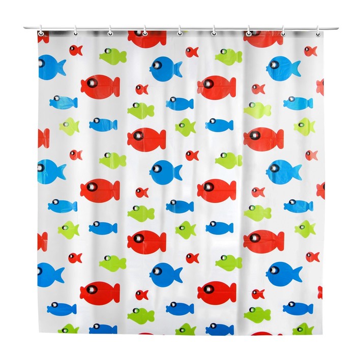 Штора для ванной 180х180 см "Рыбка-шар", EVA