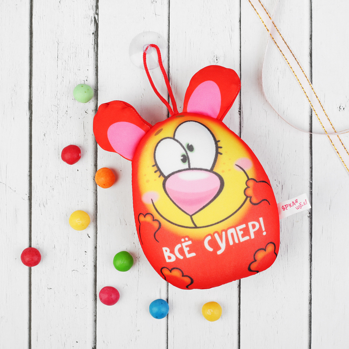 Брелок-антистресс со звуком "Всё супер!", мишка, 15 см