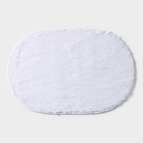 Коврик для ванной овальный Доляна «Пушистик», 38×59 см, цвет белый Ош
