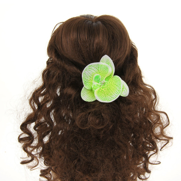 Зажим "Орхидея", цвет бело-зеленый