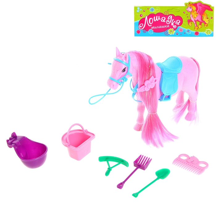 Лошадка "Кудряшка" с аксессуарами, МИКС