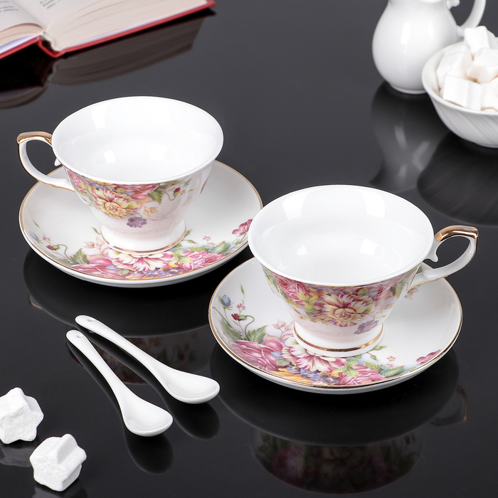 Сервиз чайный "Аида", 6 предметов: 2 чашки 250 мл, 2 ложки, 2 блюдца