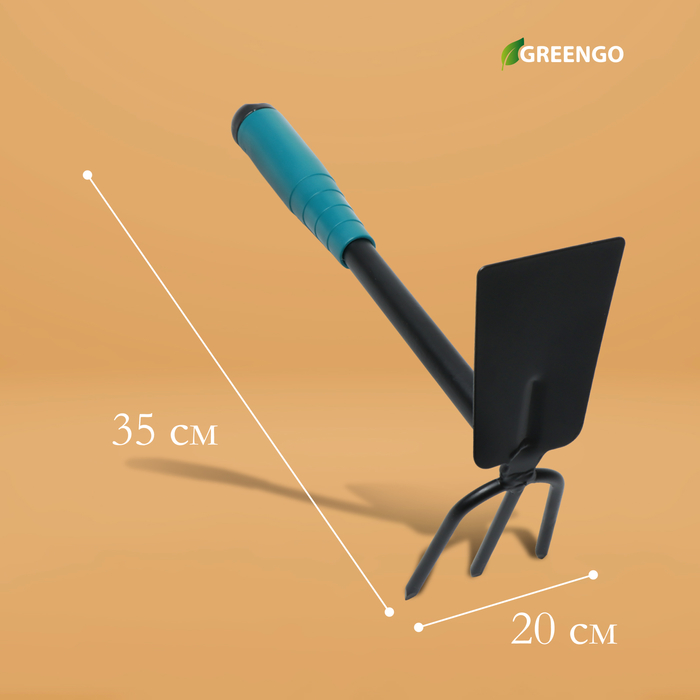 Набор садового инструмента, 2 предмета: мотыжка, совок, длина 35 см, пластиковые ручки