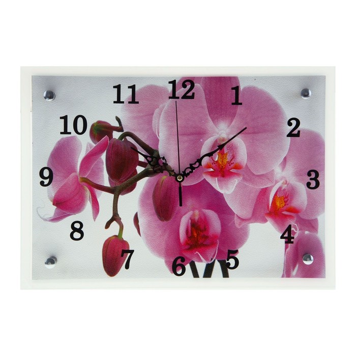 Часы настенные прямоугольные "Орхидея", 25х35 см микс