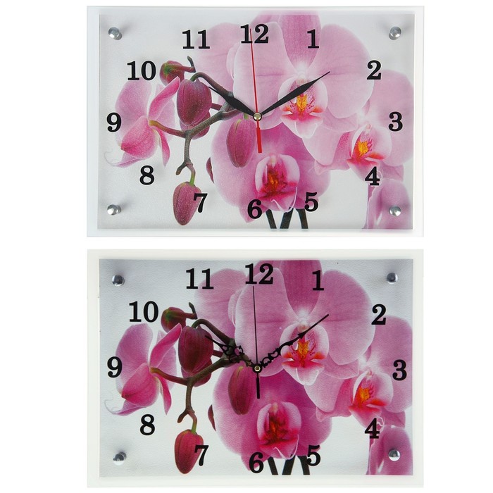 Часы настенные прямоугольные "Орхидея", 25х35 см микс