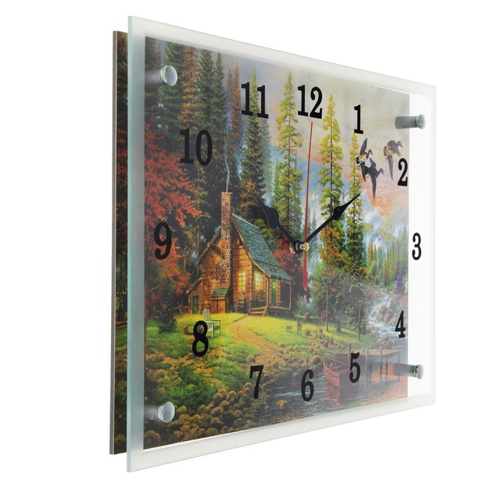 Часы настенные прямоугольные "Дом у воды", 25х35 см микс