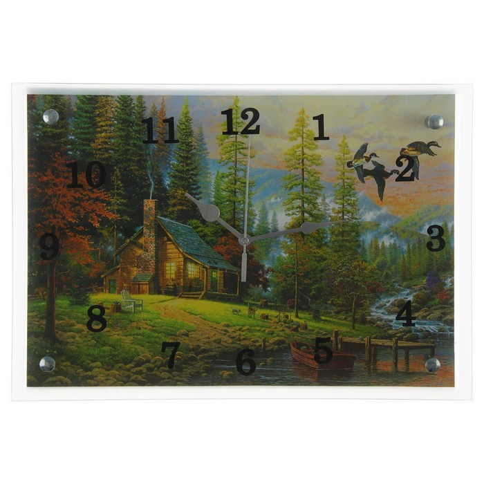 Часы настенные прямоугольные "Дом у воды", 25х35 см микс
