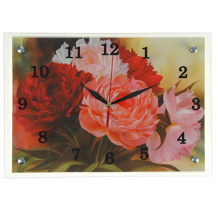Часы настенные прямоугольные "Розовые цветы", 25х35 см микс