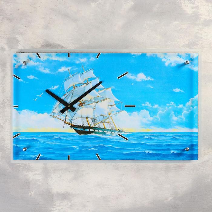 Часы настенные прямоугольные "Корабль", 35х60 см