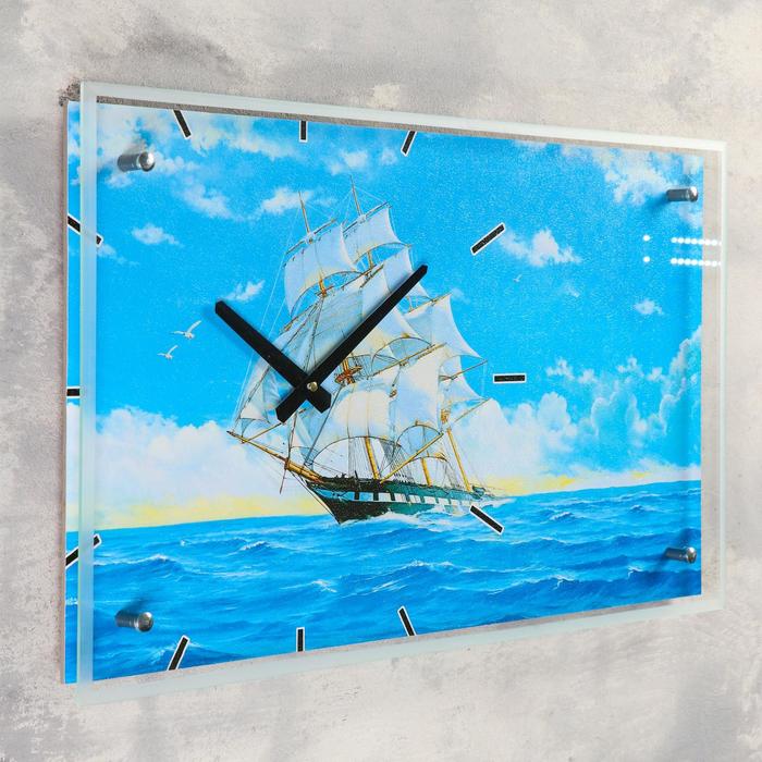 Часы настенные прямоугольные "Корабль", 35х60 см