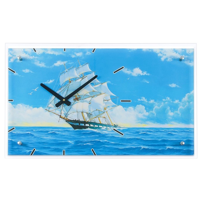 Часы настенные прямоугольные "Корабль", 35х60 см