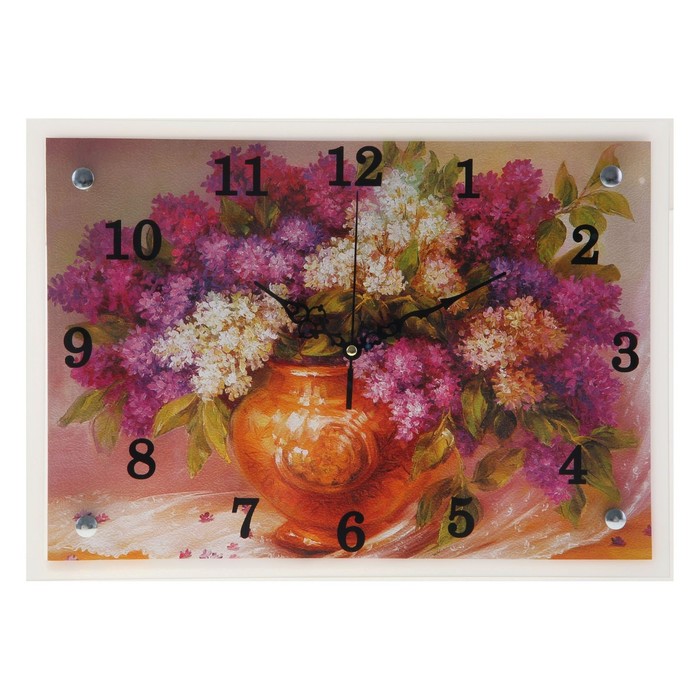 Часы настенные прямоугольные "Цветы", 25х35 см микс