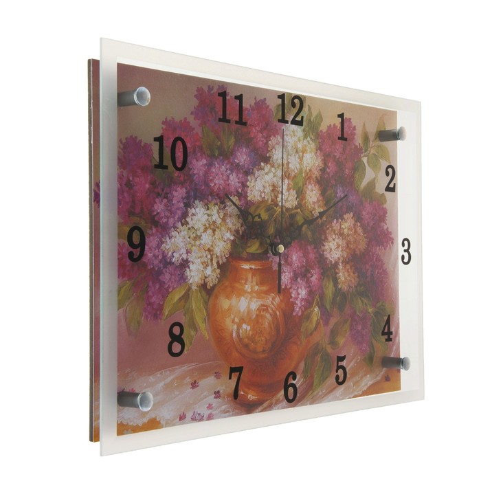 Часы настенные прямоугольные "Цветы", 25х35 см микс