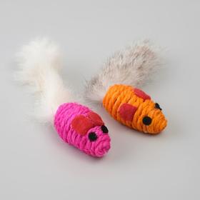

Игрушка для кошек "Мышь сизалевая малая" с меховым хвостом, 5,5 см, микс цветов