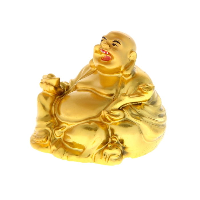 Нэцкэ под золото "Хотей со слитком и жезлом Жуи"