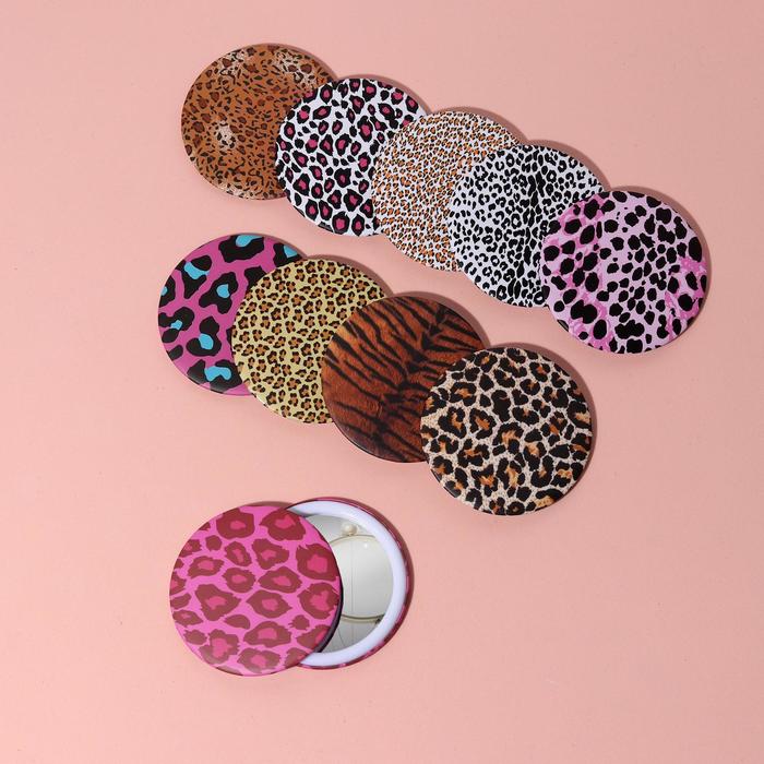 Зеркало компактное «Африка», круглое, одностороннее, без увеличения, d=7,5см, цвет МИКС