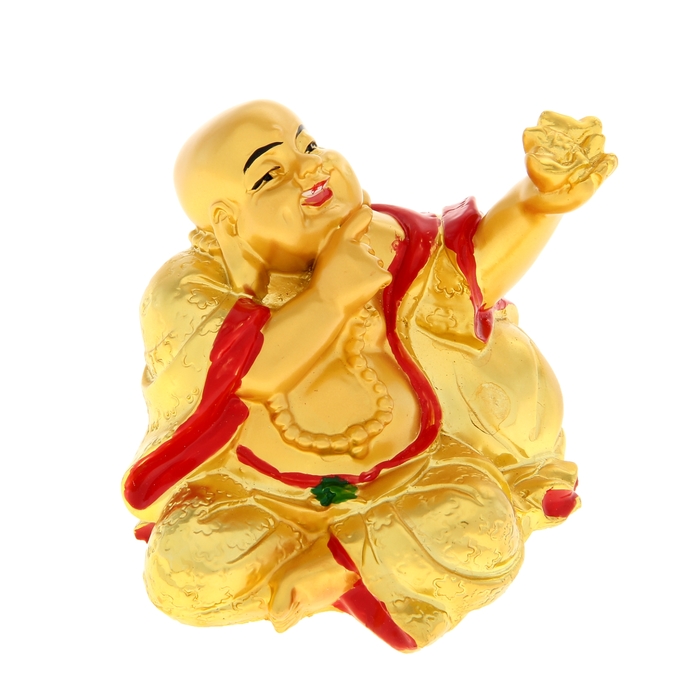 Нэцкэ под золото "Хотей протягивает лотос"