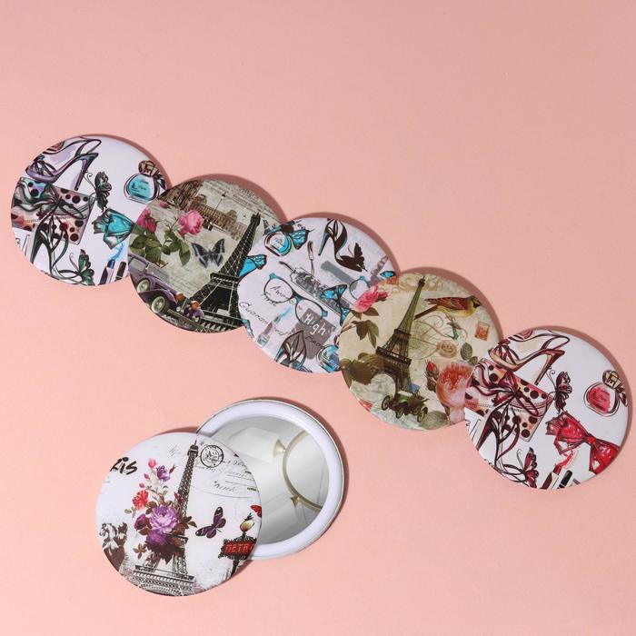 Зеркало компактное «Ретро», круглое, одностороннее, без увеличения, d=7,5см, цвет МИКС