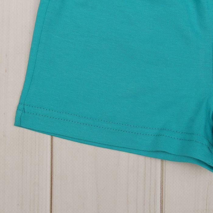 Комплект для мальчика (футболка+шорты), рост 80 см (12 мес), цвет бирюзовый/экрю Н011