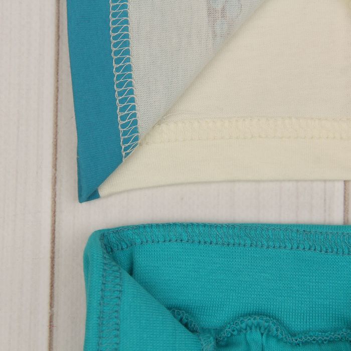 Комплект для мальчика (футболка+шорты), рост 80 см (12 мес), цвет бирюзовый/экрю Н011