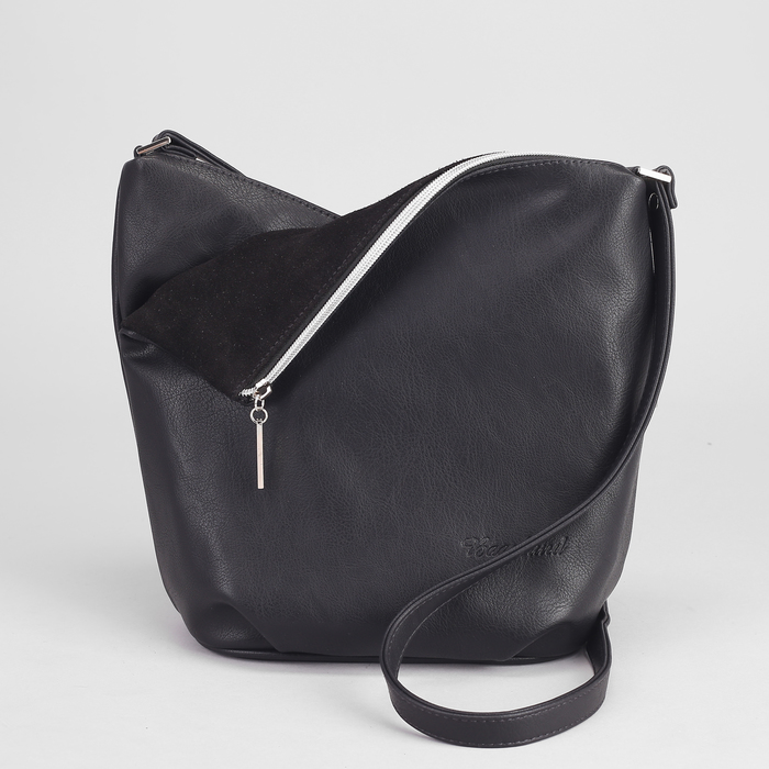 Сумка женская на молнии, 2 отделения, 1 наружный карман, чёрная