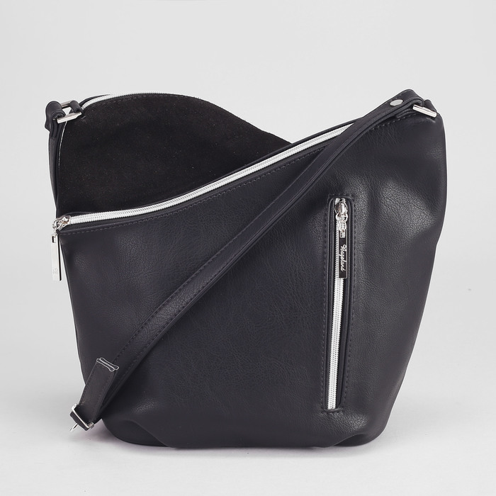 Сумка женская на молнии, 2 отделения, 1 наружный карман, чёрная