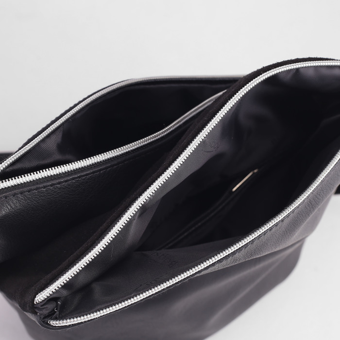 Сумка женская на молнии, 2 отделения, 1 наружный карман, чёрная