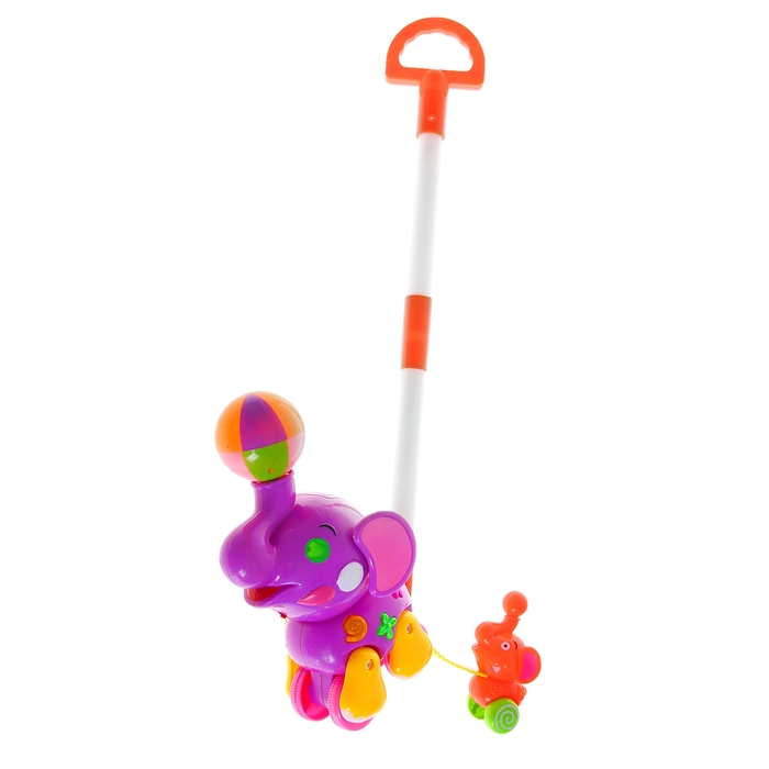 Каталка на палке «Слоник-циркач», длина ручки 48,5 см, цвета МИКС