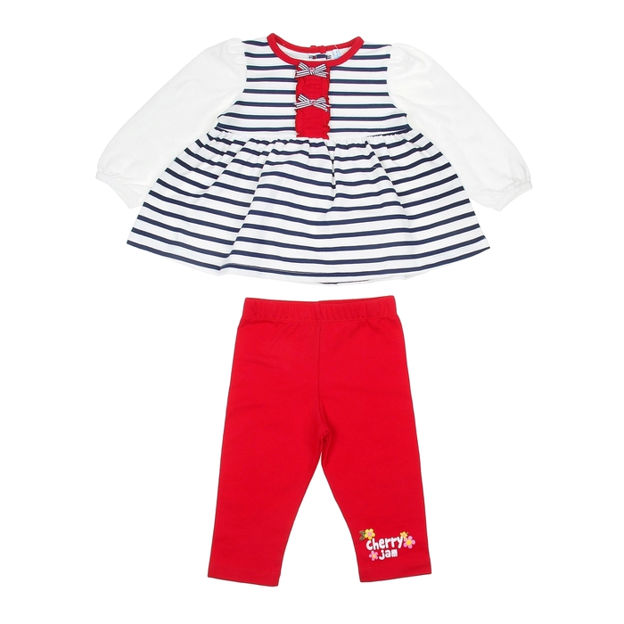 Комплект для девочки "Вишневый джем": платье, легинсы, рост 80-86 см (12-18 мес.) 9106IC0417