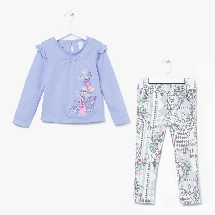 Комплект для девочки &quot;Цветочные узоры&quot;: кофта, штанишки, рост 110-116 см (5-6л.) 9199CC1290
