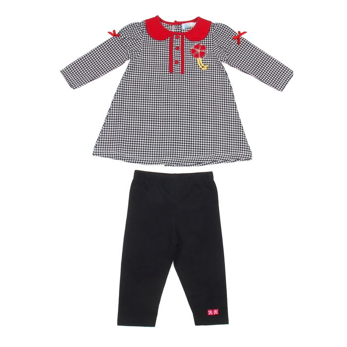 Комплект для девочки: платье, легинсы, орнамент, рост 98-104 см (24-36 мес.) 9106IC0445