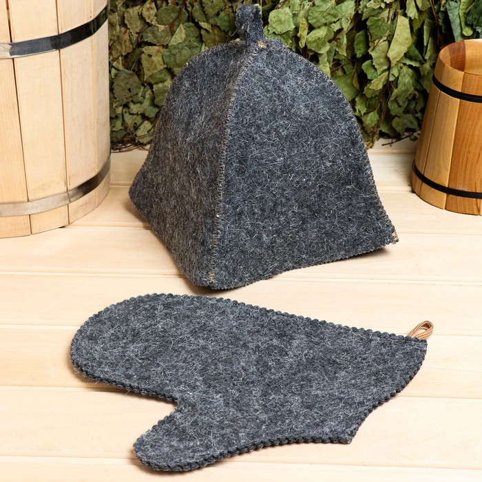 Набор для бани Универсальный шапка, рукавица набор для бани летчик серый шапка коврик рукавица