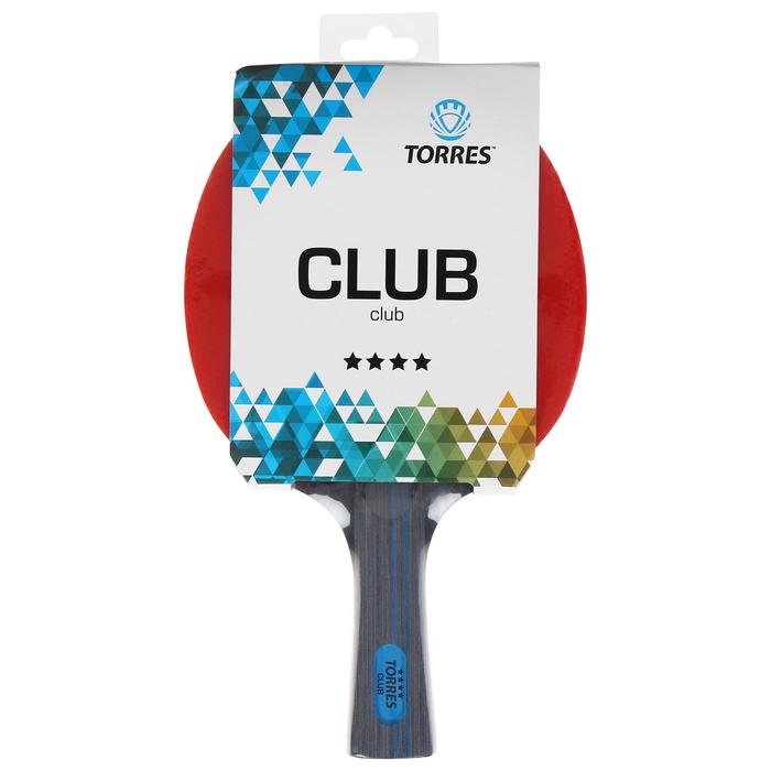 фото Ракетка для настольного тенниса torres club 4, для тренировок, накладка 2,0 мм, коническая ручка