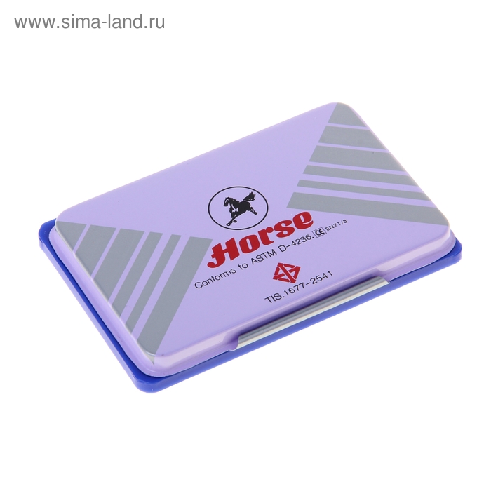 фото Подушка штемпельная 85 х 54 мм, синяя, металлическая horse