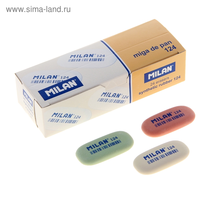 

Ластик Milan 124, овальный, малый, 55х25х7 мм, микс