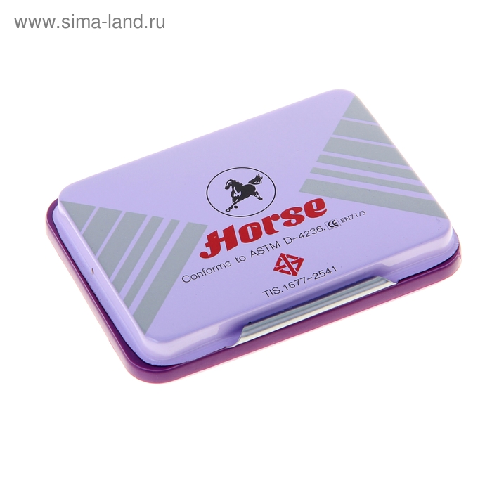 Подушка штемпельная Horse, 70 х 48 мм, металлическая, фиолетовая