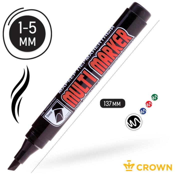 Маркер перманентный скошенный 5.0-1.0 мм Crown MULTI MARKER чёрный CPM-800CH