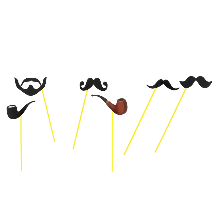 Набор аксессуаров для фотосессии на палочке "Господа", 6 предметов: 2 трубки, 4 вида усов
