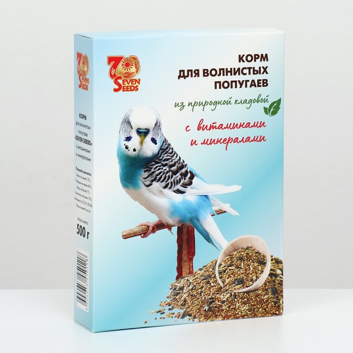 Корм Seven Seeds для волнистых попугаев, с витаминами и минералами 500 г корм для попугаев любимчик сбалансированный с витаминами 500 г