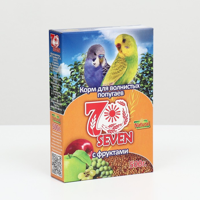 Корм Seven Seeds для волнистых попугаев, с фруктами, 500 г корм seven seeds для волнистых попугаев 500 г