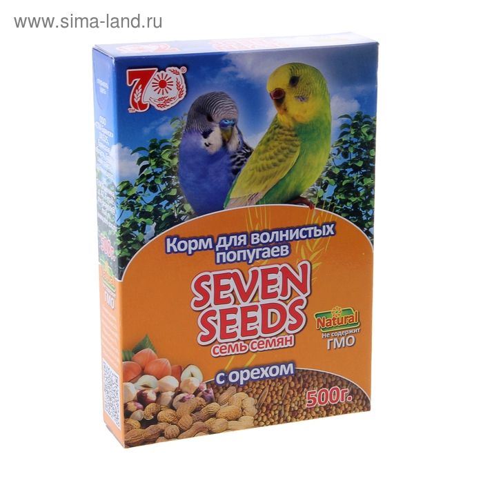 Корм Seven Seeds для волнистых попугаев, с орехами, 500 г корм пижон для волнистых попугаев с орехами 500 г