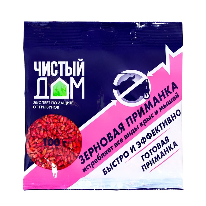 Средства от грызунов Зерновая приманка от крыс и мышей Чистый дом 100 г