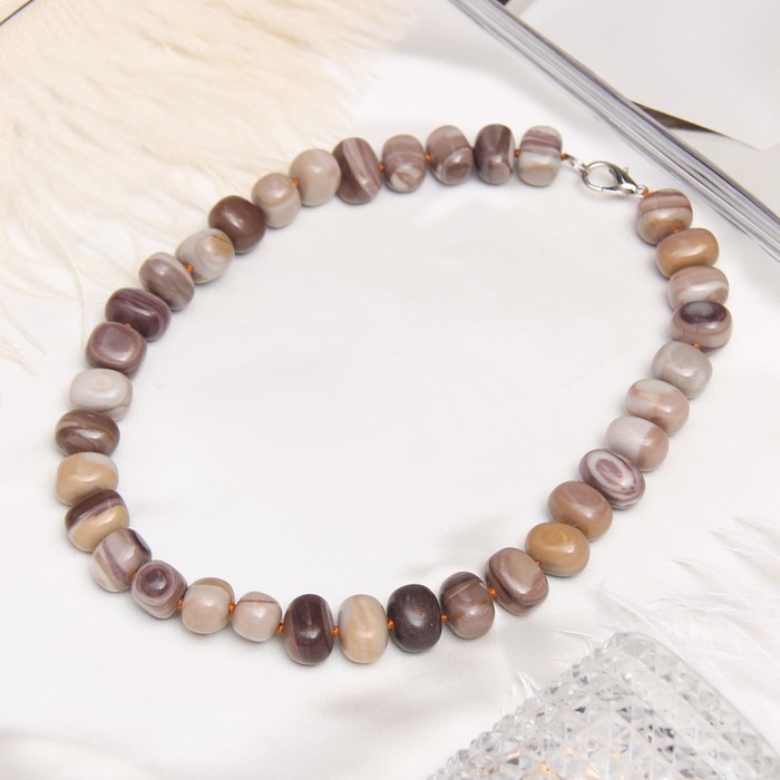 Бусы галтовка средняя "Яшма красная", 45см