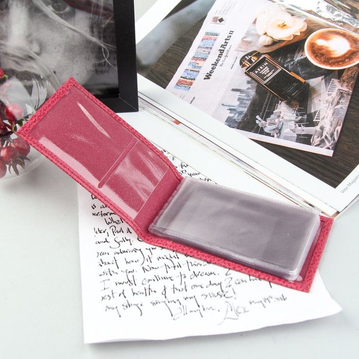 Визитница, 1 ряд, 18 листов, флотер, цвет тёмно-розовый