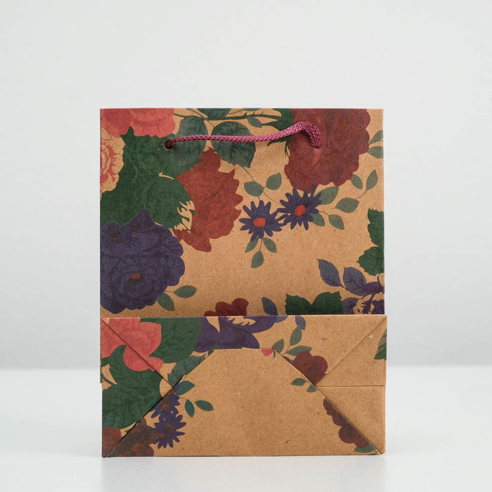 Пакет крафт "Шипы и розы", 12 х 5,5 х 15,5 см